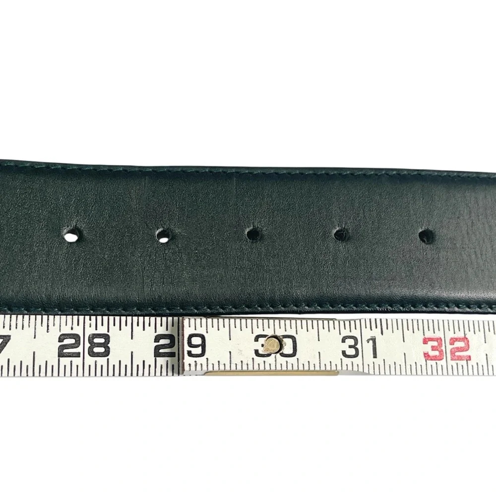 Forest Green Leather Belt Wide Waist Oversized Size S